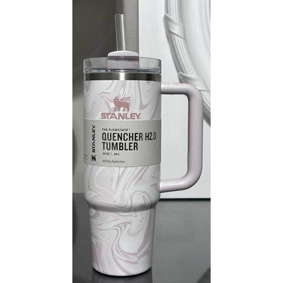 Stanley Quencher H2.0 FlowState Tumbler 30oz, ROSE QUARTZ SWIRL - Picture 1 of 4